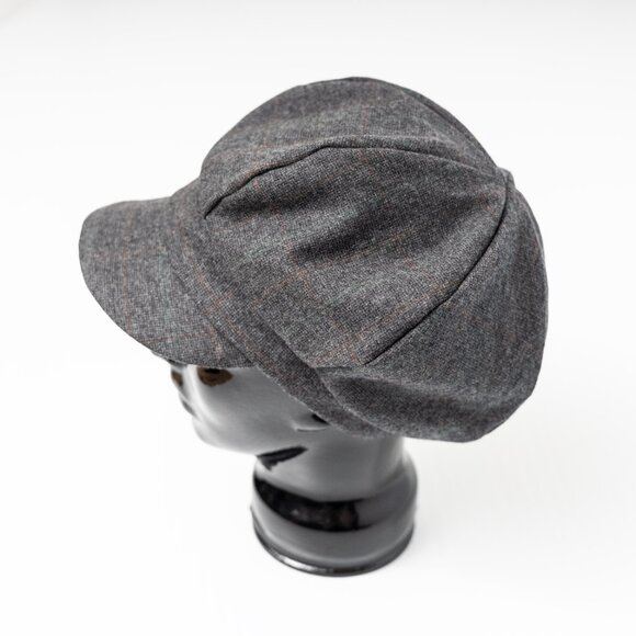 Upcycled Vintage Wool Gray Plaid Newsboy Cap Paperboy Hat Cabbie Hat main image 6